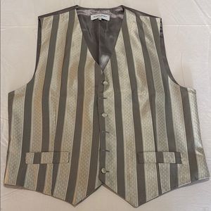 Robert Mager Paris Silver Silk Waistcoat Vest w/ Matching Necktie